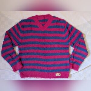 Andersson Bell 2 Tone Pink Blue Striped Hairy Sweater, Unisex Medium, EUC